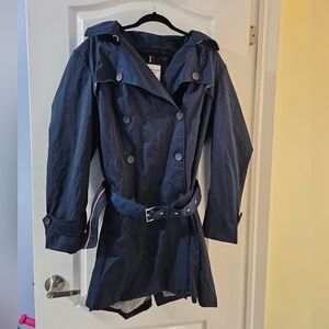 Tommy Hilfiger Navy Double-Breasted Trench with Belt